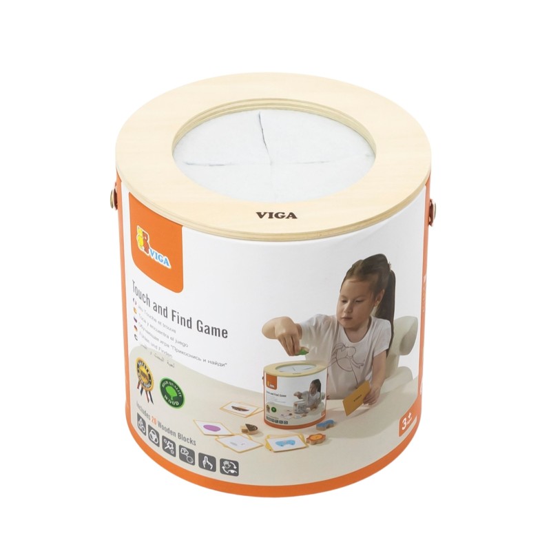 Viga Drevená senzorická hmatová hra - Spoznávanie tvarov