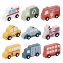 VIGA Drewniany Zestaw Kolorowych Pojazdów Miejskich 9szt.