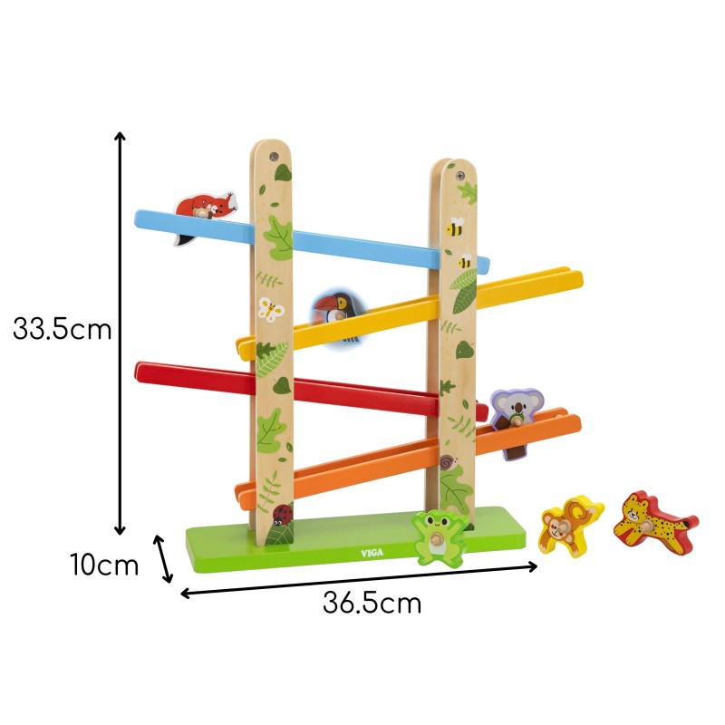 VIGA Drewniana Zjeżdżalnia dla Zwierzątek Dżungla 7 el.