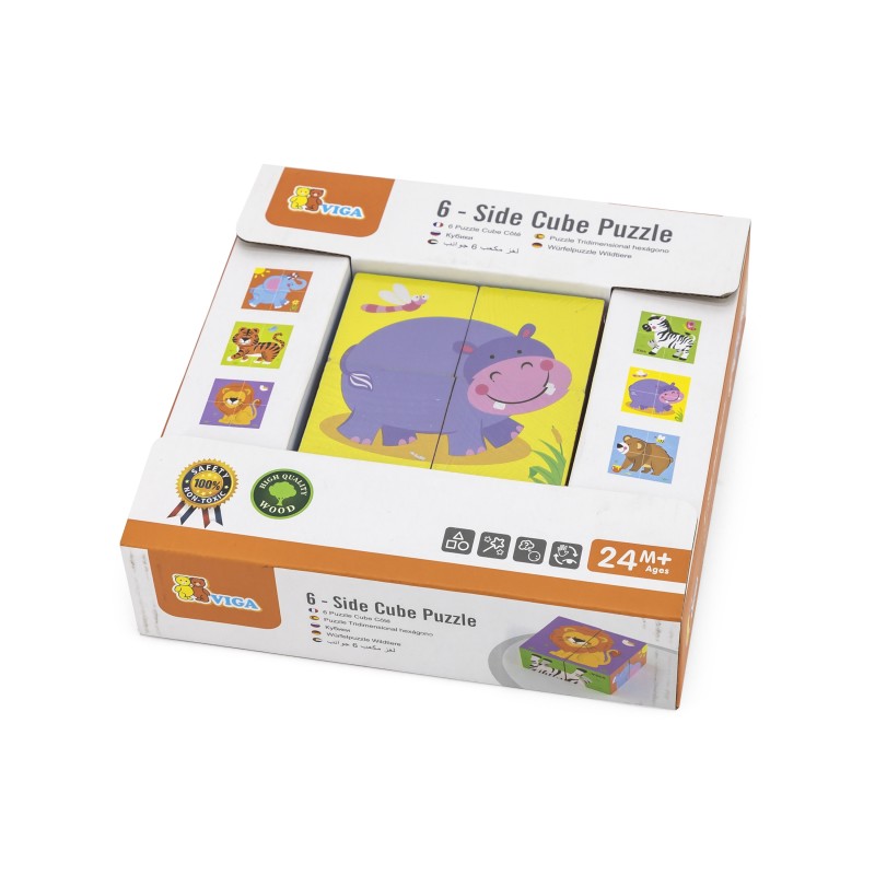 Viga Drewniana układanka Zoo Puzzle 4 klocki