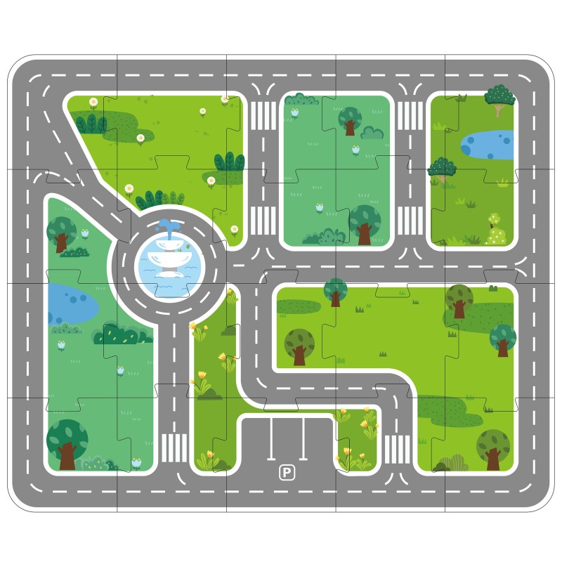 VIGA Zestaw Drewniany Budowanie Miasta Klocki Plansza Figurki