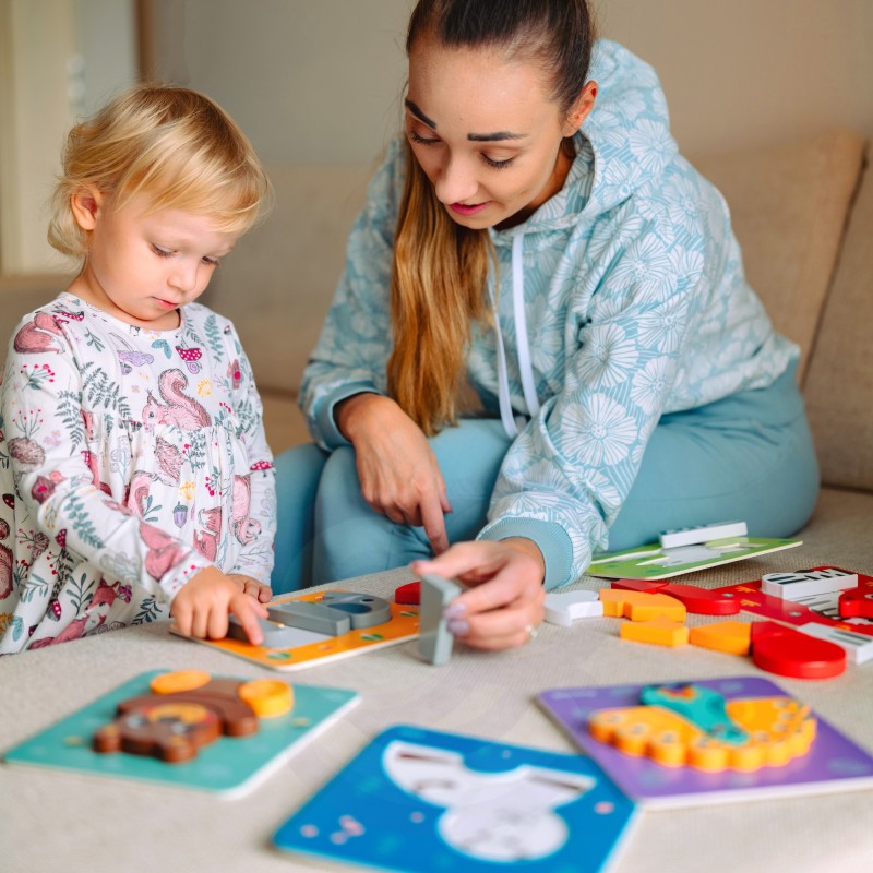 WOOPIE GREEN Układanka Drewniana Klocki Zwierzątka Montessori FSC 34el.