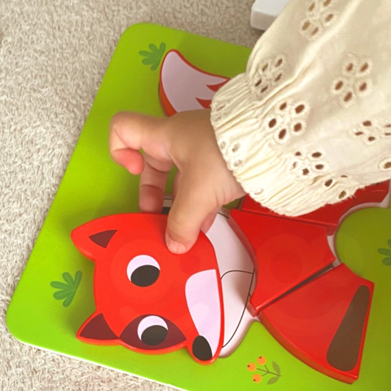 WOOPIE GREEN Układanka Drewniana Klocki Zwierzątka Montessori FSC 34el.