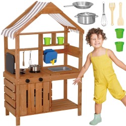 Woopie Green Drevená záhradná kuchynka – Bahenná so strieškou