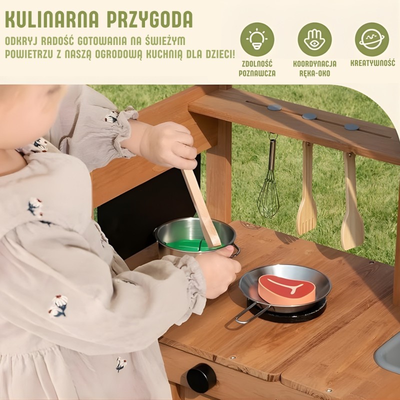 Woopie Green Drevená záhradná kuchynka – Bahenná so strieškou