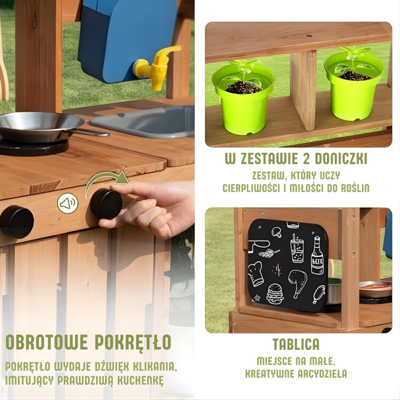 Woopie Green Drevená záhradná kuchynka – Bahenná so strieškou