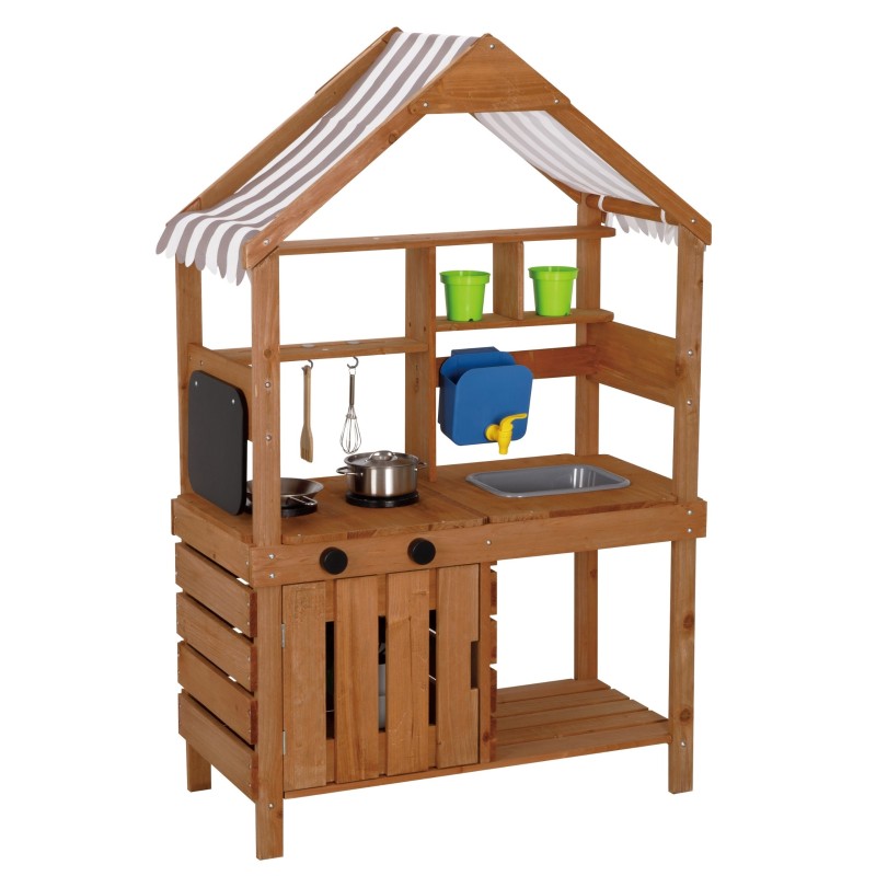 Woopie Green Drevená záhradná kuchynka – Bahenná so strieškou