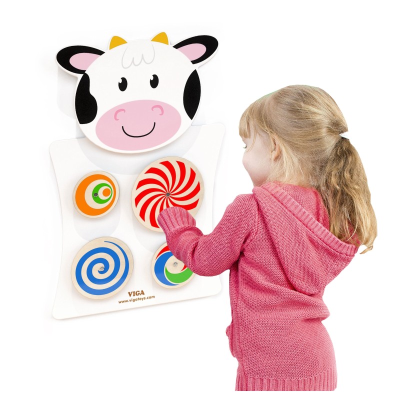 VIGA Drewniana Tablica Manipulacyjna Krówka Certyfikat FSC Montessori