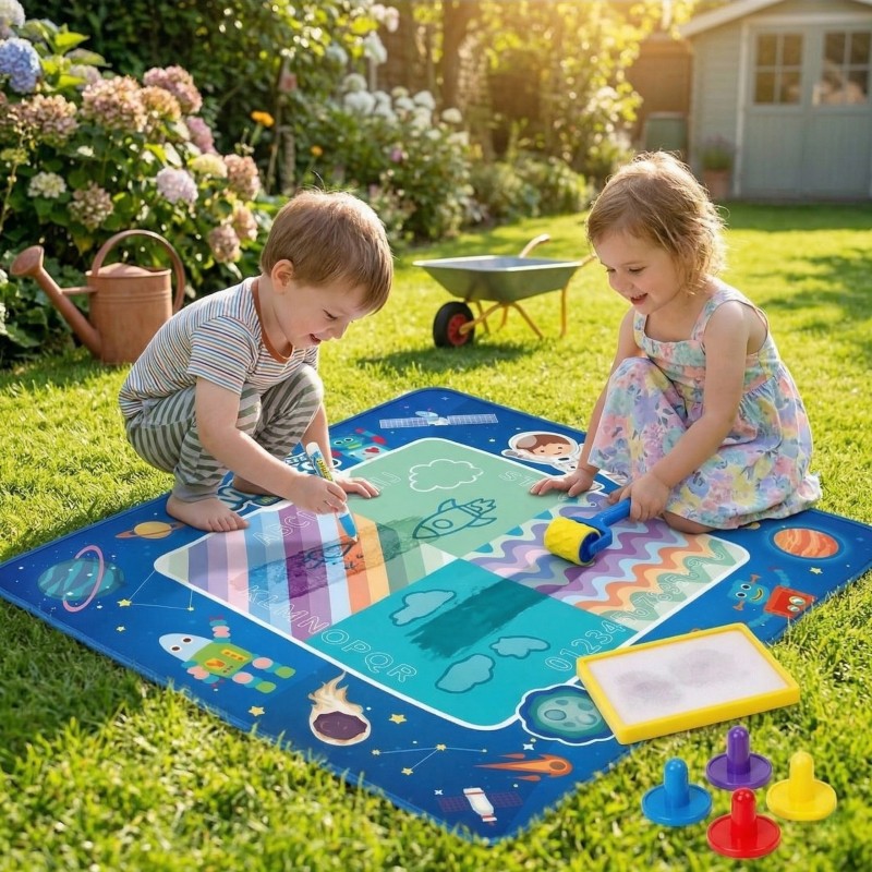 WOOPIE Mata Wodna do Malowania XXL 100x80cm Kosmos Niebieska