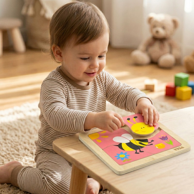 VIGA Poręczne Drewniane Puzzle Pszczoła
