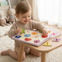 VIGA Drewniane Kolorowe Puzzle Z Pinezkami Kształty