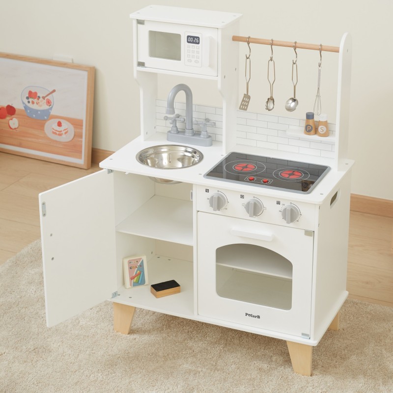 Viga Drevená detská kuchynka PolarB – Svetelné a zvukové efekty