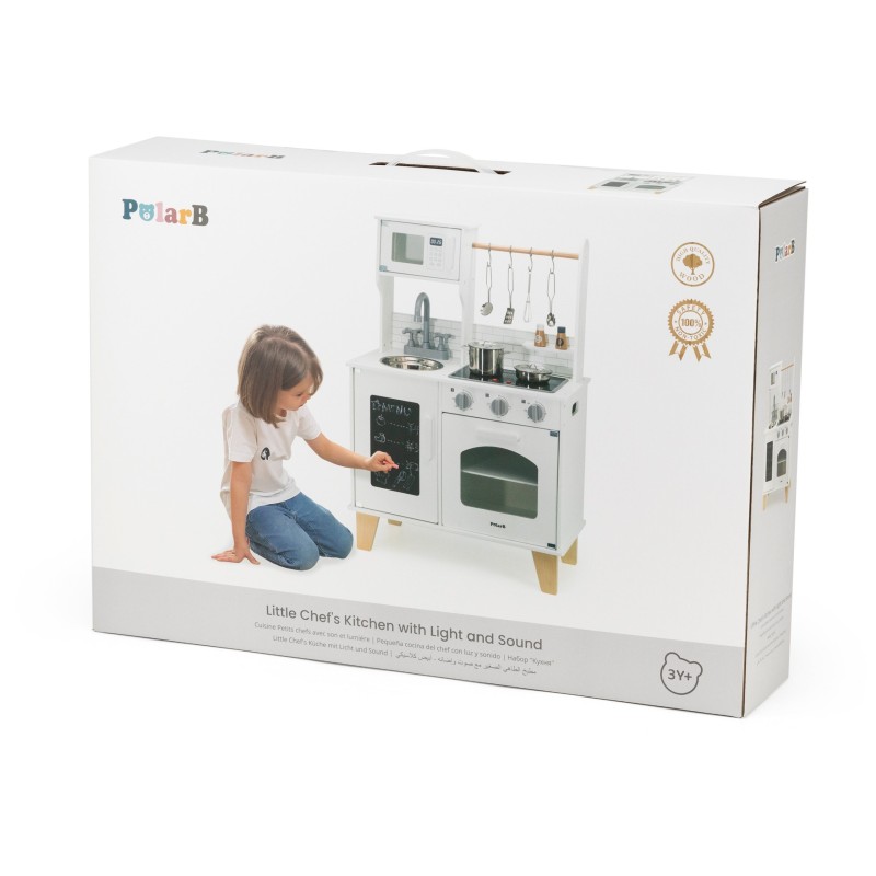 Viga Drevená detská kuchynka PolarB – Svetelné a zvukové efekty