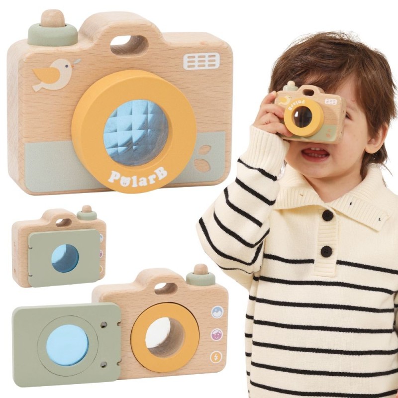 Viga Drevený detský fotoaparát Môj prvý – S rotujúcim kaleidoskopom