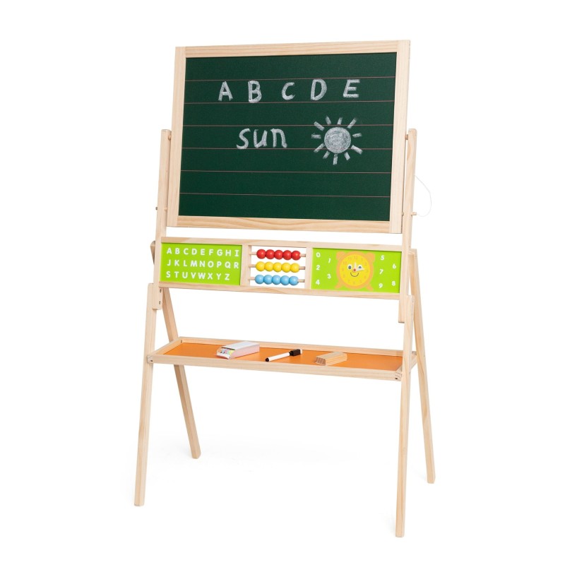 Viga Veľká obojstranná edukačná tabuľa 2v1 – S hodinami a počítadlom (113 cm)