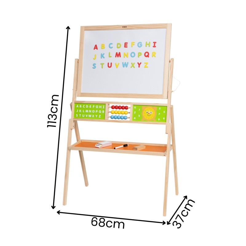 Viga Veľká obojstranná edukačná tabuľa 2v1 – S hodinami a počítadlom (113 cm)
