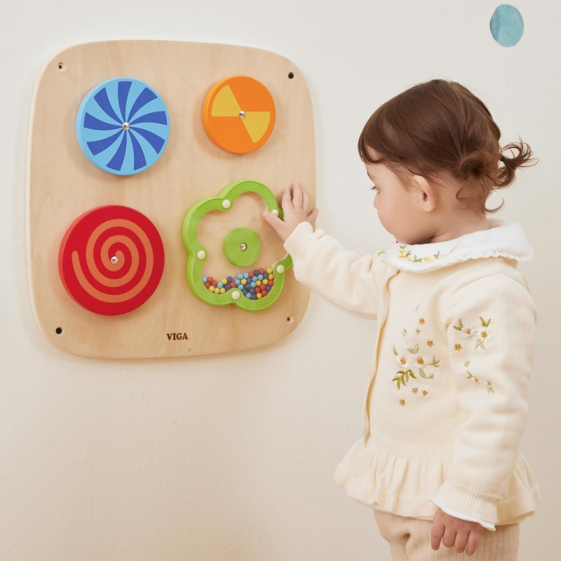 Viga Drevený edukačný panel Rotujúce vzory – Optické ilúzie