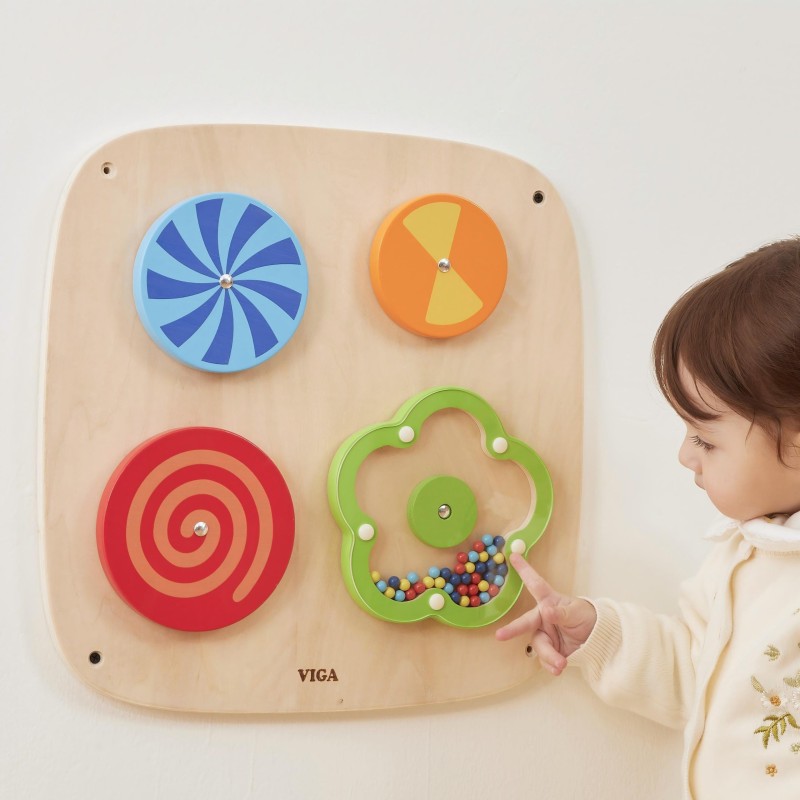 Viga Drevený edukačný panel Rotujúce vzory – Optické ilúzie