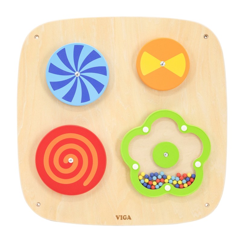 Viga Drevený edukačný panel Rotujúce vzory – Optické ilúzie
