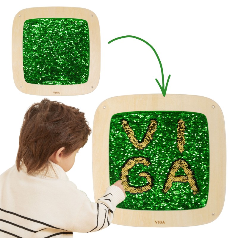 Viga Nástenný senzorický panel s flitrami – Magické kreslenie