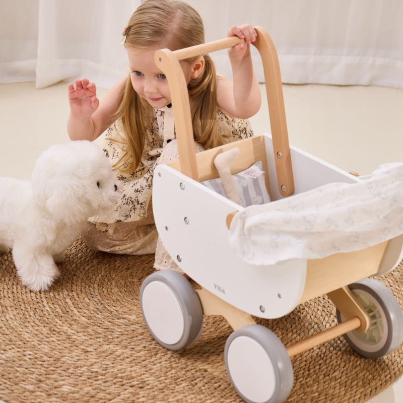 VIGA Drewniany Wózek dla Lalek z Gondolą