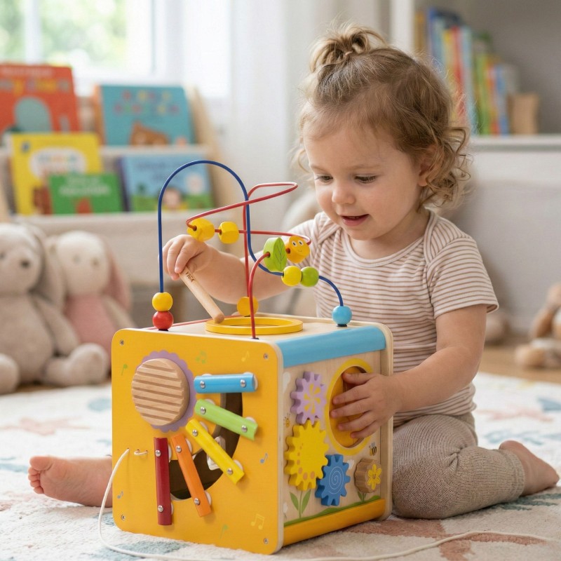 Viga Drewniana Kostka Edukacyjna 5w1