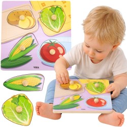 VIGA Drewniane Puzzle z Pinezkami Warzywa