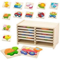 Viga Drevené puzzle so stojanom – 12 motívov