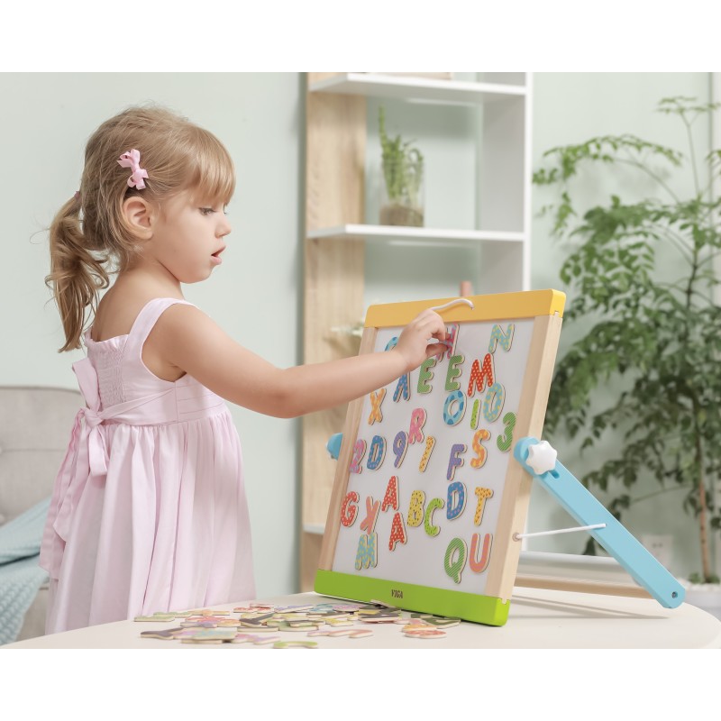 VIGA Drewniany Zestaw Magnetyczny Literki i cyferki