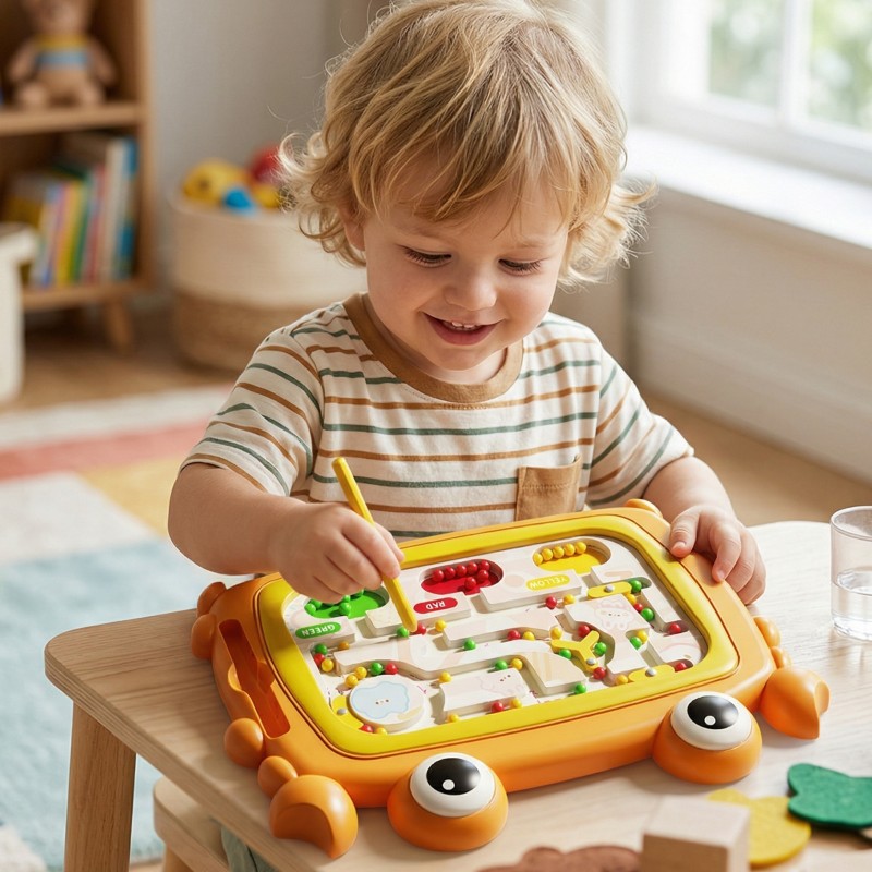 WOOPIE Tablica Magnetyczna Montessori Labirynt Krab Pomarańczowa