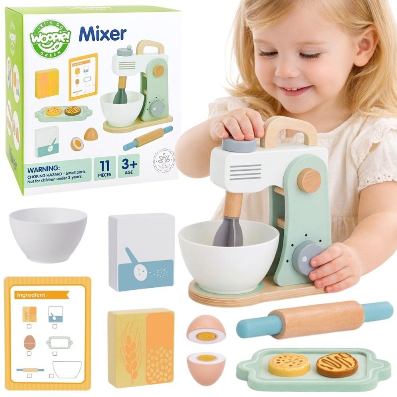 WOOPIE GREEN Drewniany Mikser Kuchenny Blender z Akcesoriami 11 el.