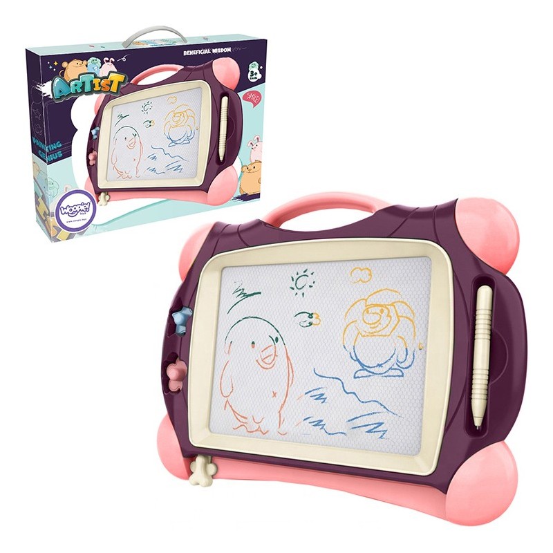 WOOPIE Znikopis Tablica Magnetyczna Kolorowa + 2 Stempelki Fioletowy