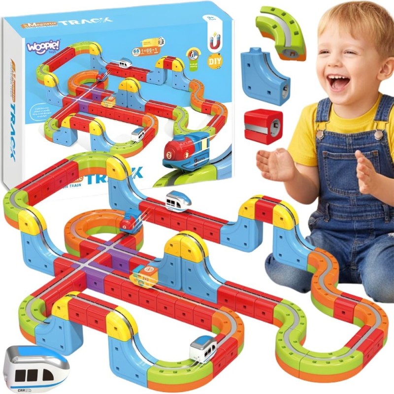 Woopie Magnetická antigravitačná kocková dráha Magic Cube Train – 68 ks