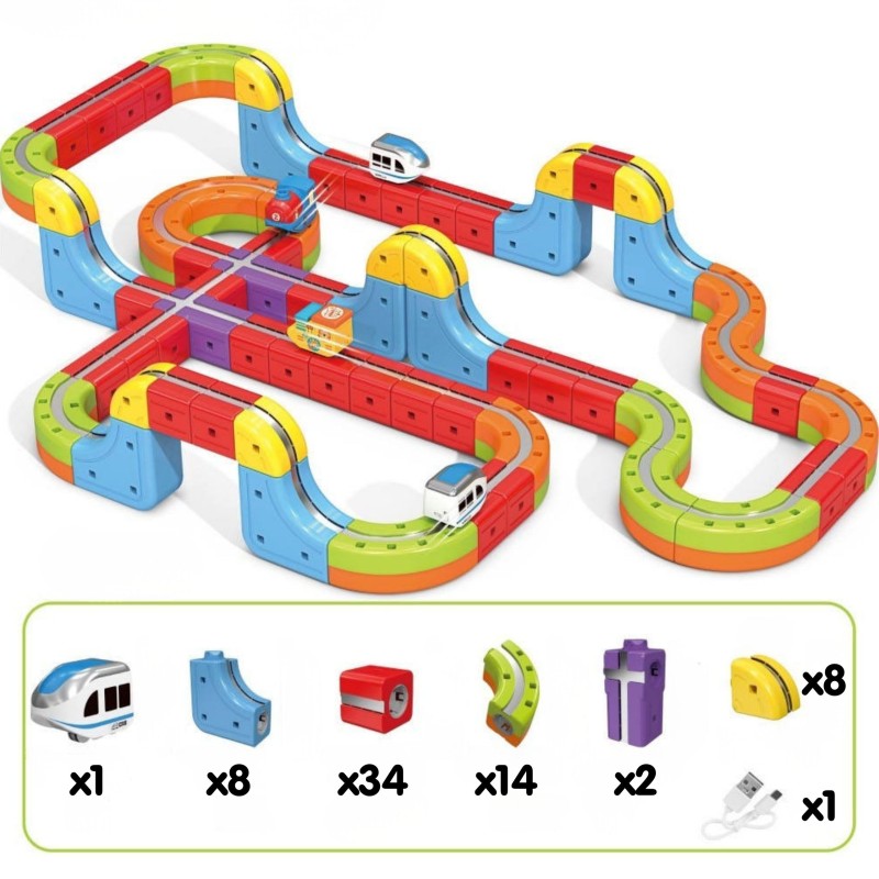 Woopie Magnetická antigravitačná kocková dráha Magic Cube Train – 68 ks