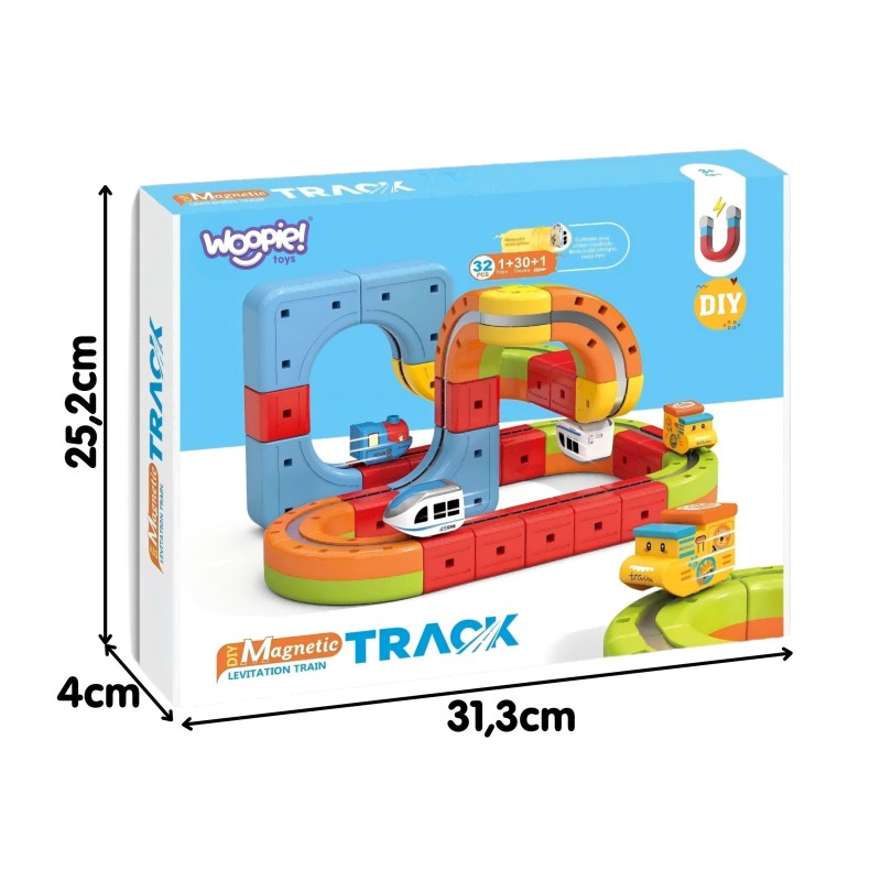 Woopie Magnetická antigravitačná kocková dráha Magic Cube Train – 32 ks