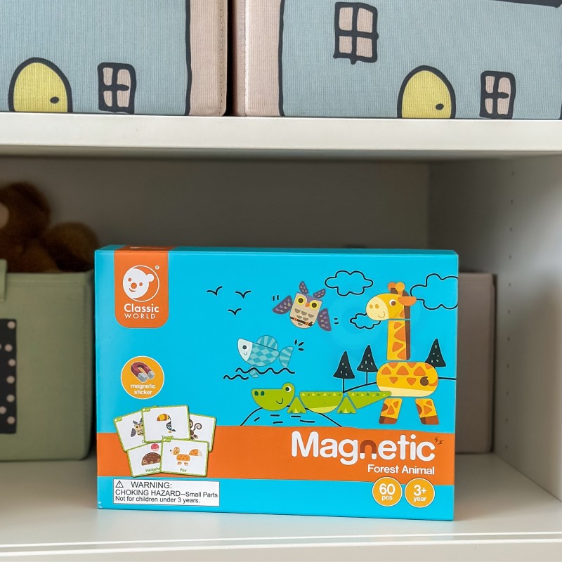 CLASSIC WORLD Układanka Magnetyczna Zwierzęta Tablica Klocki Puzzle Pamięć 60 el.