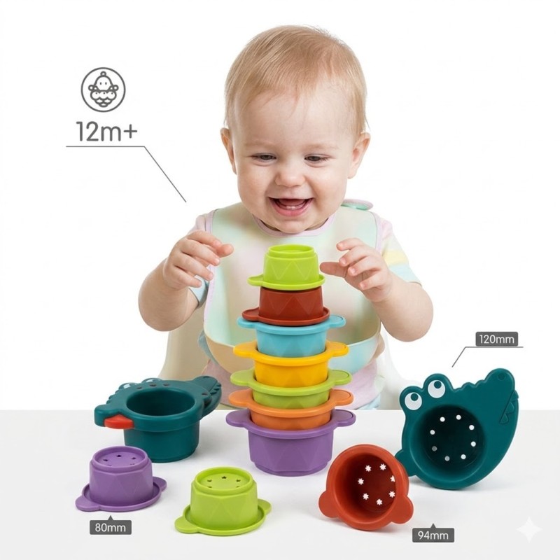 WOOPIE BABY Zabawka do Kąpieli Kubeczki Przelewowe Krokodylek