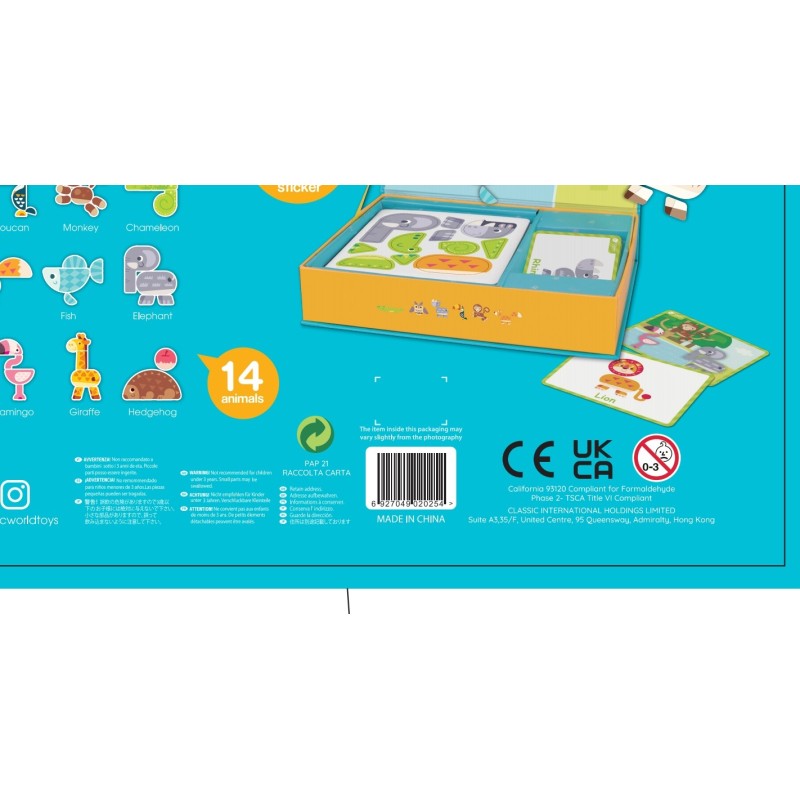CLASSIC WORLD Układanka Magnetyczna Zwierzęta Tablica Klocki Puzzle Pamięć 60 el.