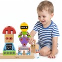 VIGA Drewniana Układanka Montessori Roboty Piramidka Klocki Edukacyjne 8el