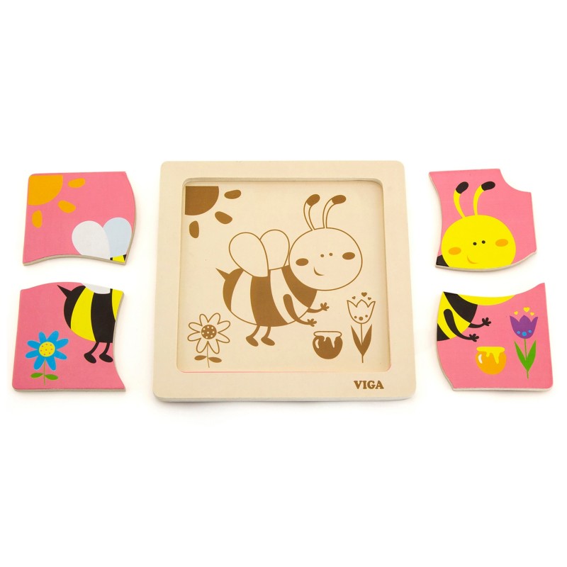 Viga Drewniane Puzzle Pszczoła Układanka Montessori Edukacyjna 18m+ Owad