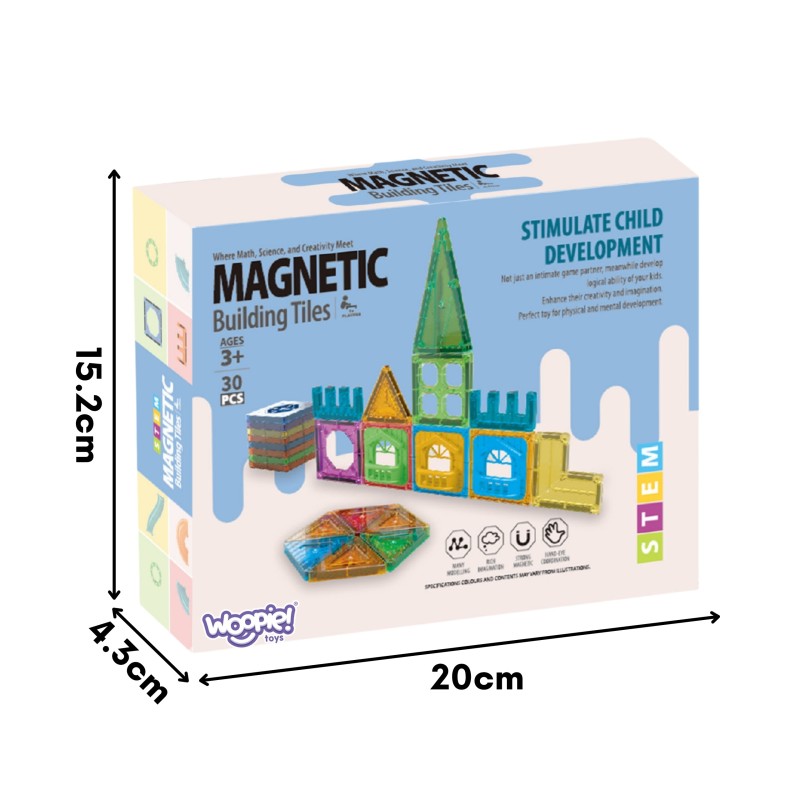WOOPIE Klocki Magnetyczne Konstrukcyjne 3D Zestaw Edukacyjny Zamek 30el.