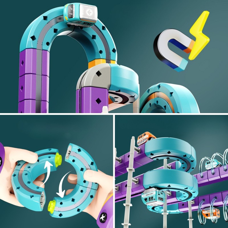 Woopie Magnetická 3D železničná dráha s príťažlivým efektom Track – 126 ks