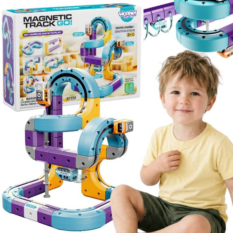 Woopie Magnetická 3D železničná dráha s príťažlivým efektom – 54 ks