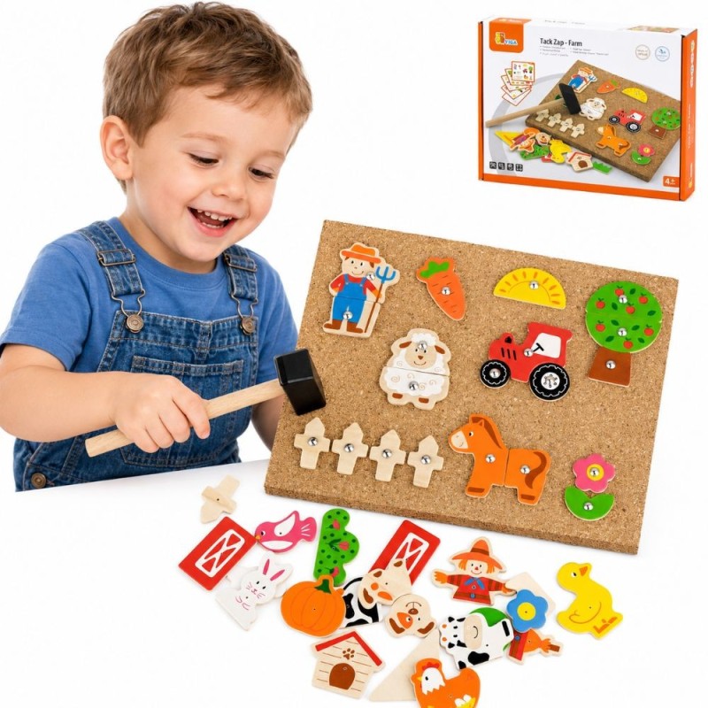 VIGA Przybijanka Drewniana Farma Tablica Korkowa Montessori