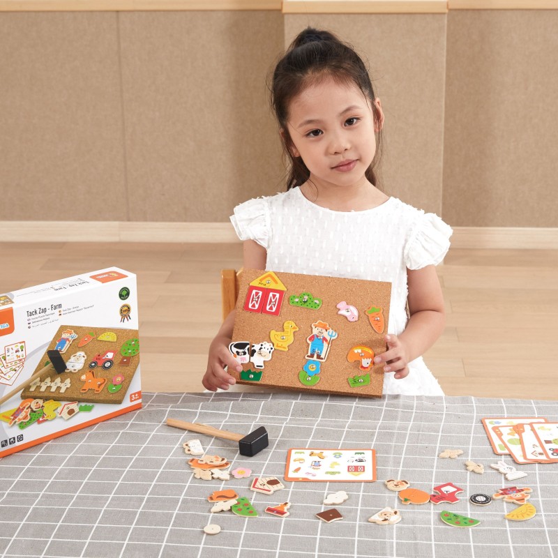 VIGA Przybijanka Drewniana Farma Tablica Korkowa Montessori