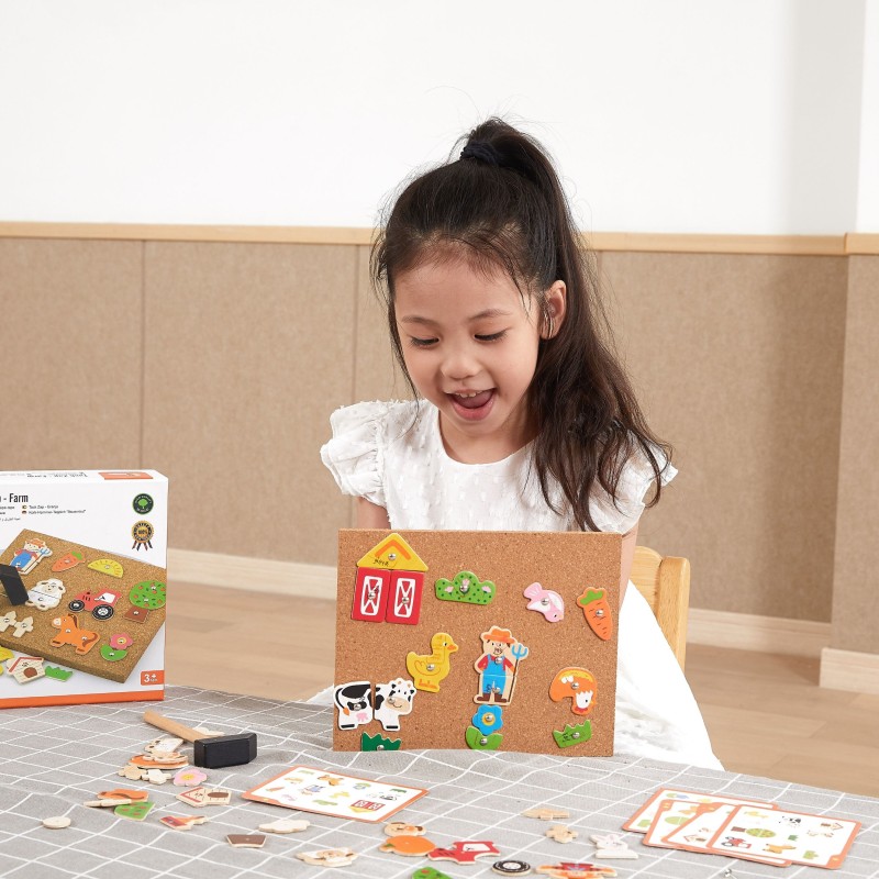 VIGA Przybijanka Drewniana Farma Tablica Korkowa Montessori