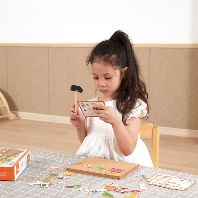 VIGA Przybijanka Drewniana Farma Tablica Korkowa Montessori