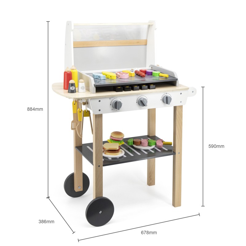 VIGA Duży Drewniany Grill dla Dzieci + 47 Akcesoriów