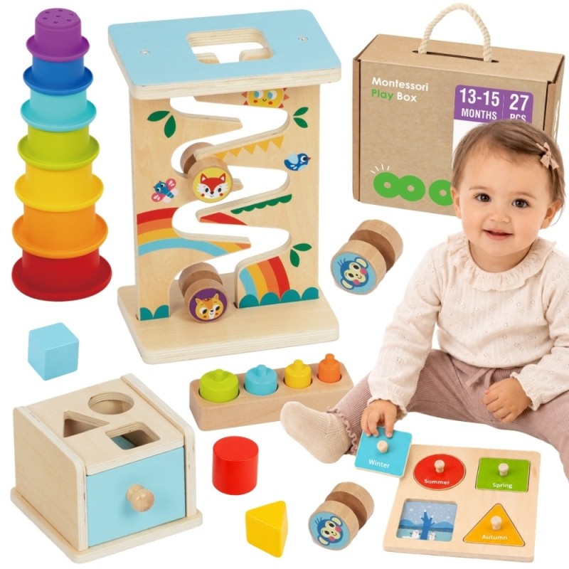WOOPIE GREEN Pudełko Box 6w1 13-15m Montessori Edukacyjne Sensoryczne FSC