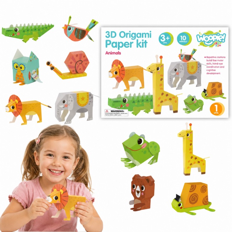 WOOPIE ARTFUN Zestaw Kreatywny Origami 3D Zrób to Sam 10 Zwierzaków